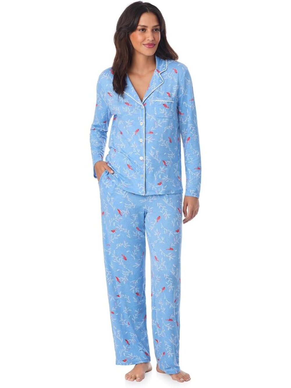 Cozy Long Sleeve Button-Up Matching Pajama Set for Women - 2 Piece PJs